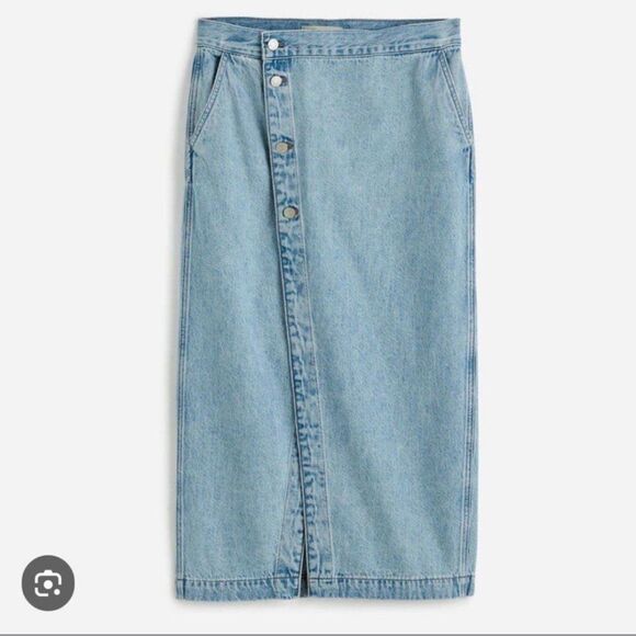 Madewell Denim Button-Front Midi wrap Skirt